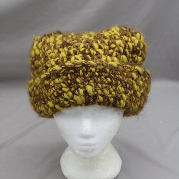 Vintage Wool Winter Hat - Brown and Yellow by Twigedior - Adult One Size - Picture 7 of 7